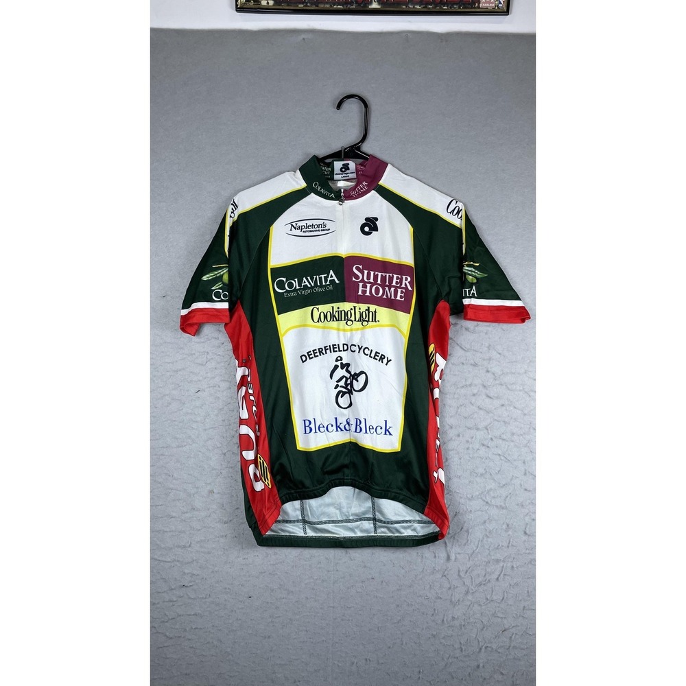 Champion‎ System Colavita Cycling Jersey Mens Large Green White Red Full Zip